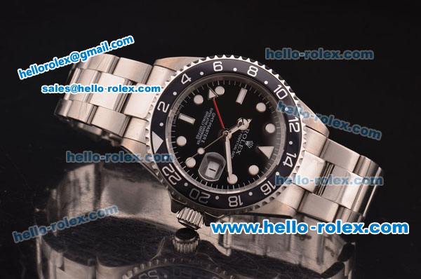 Rolex GMT Master II Automatic Movement Steel Case/Strap with Black Bezel and Black Dial - Click Image to Close